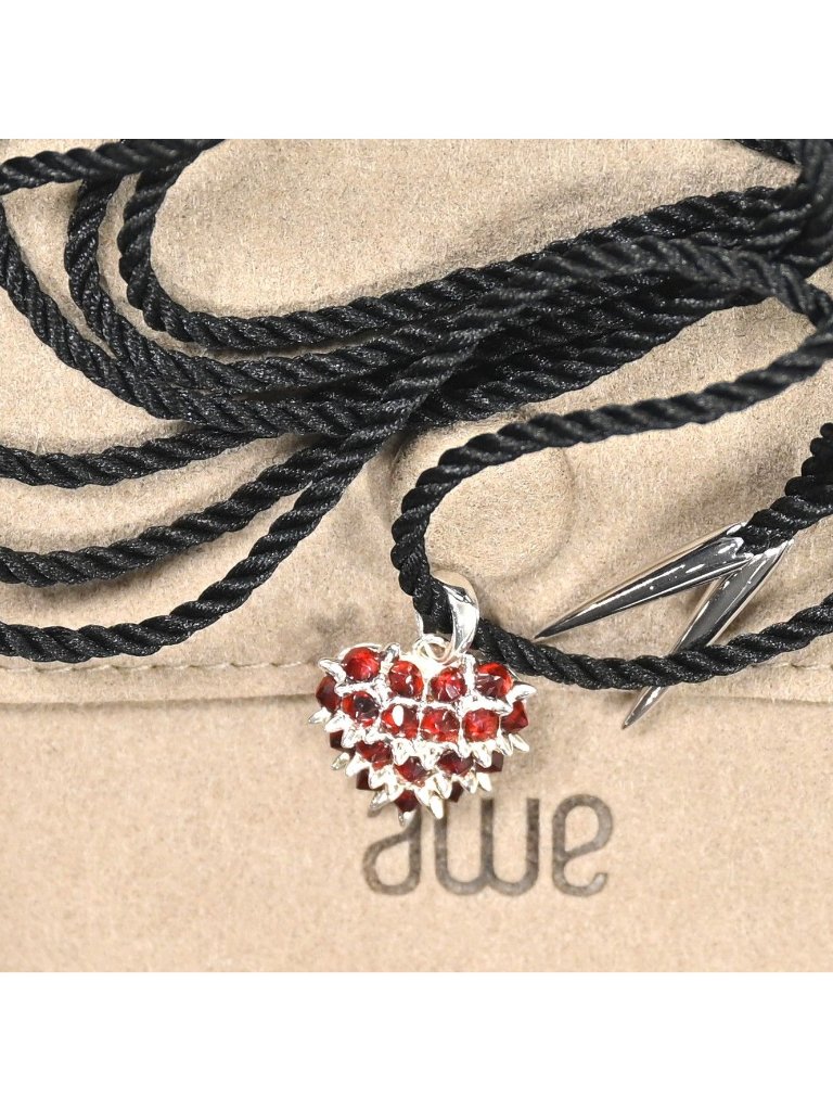 Awe Inspired Bleeding Heart Cord Necklace In Black 925 Sterling Silver — image 3 of 4
